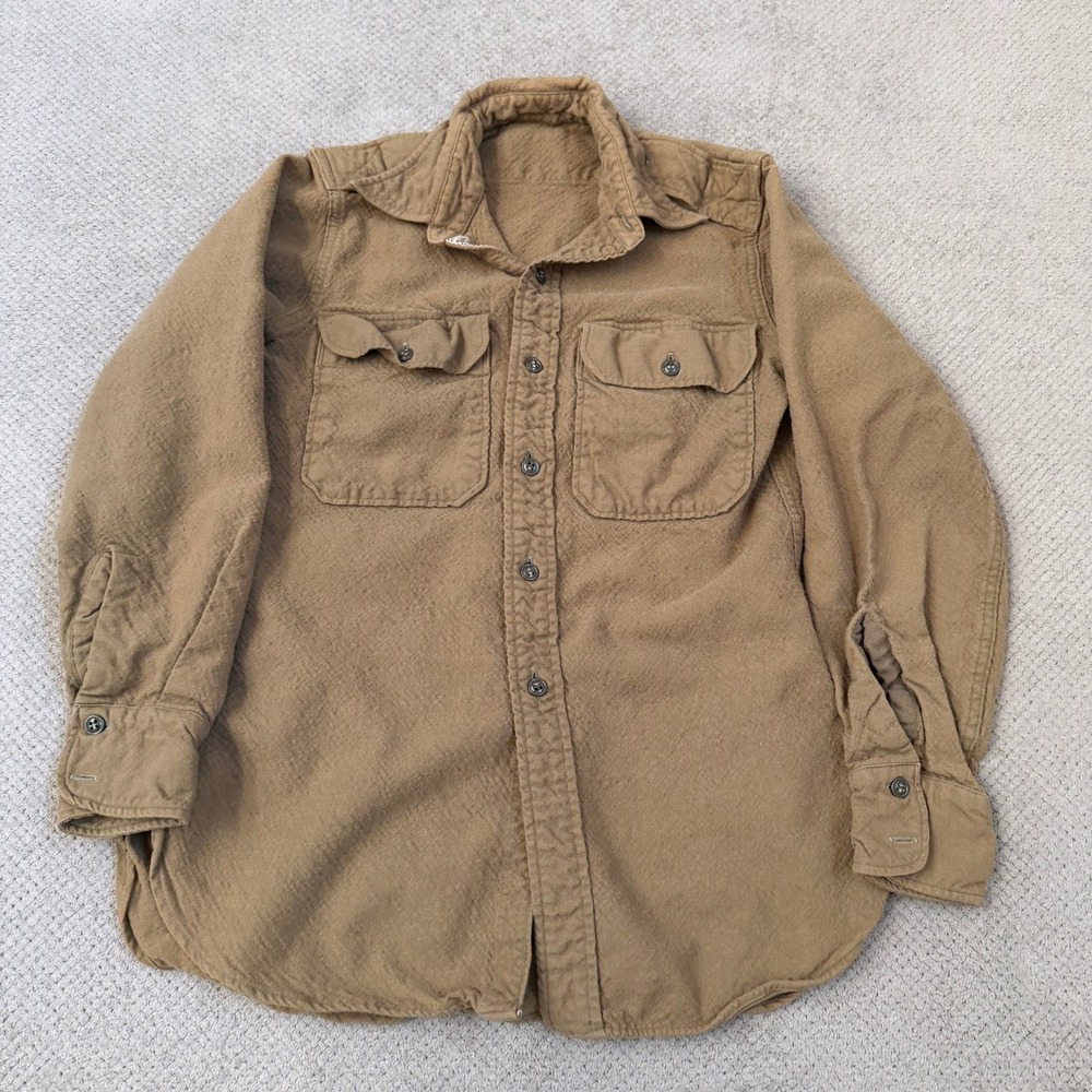 Vintage 1950s US Military OG-108 Wool Field Shirt Olive Drab Medium M-1951